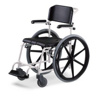 Duschstuhl mit Armlehnen - McWet Dusch- und Toilettenrollstuhl 24" - Meyra - auf Rollen / mit Rückenlehne