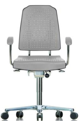 Labor-Bürostuhl - WS 9220 LIGHT GREY - Werksitz - auf Rollen / mit Armlehnen / höhenverstellbar