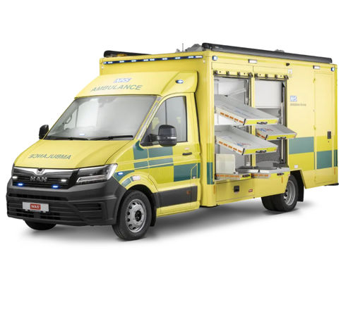 Kofferfahrzeug-Notarzteinsatzfahrzeug - WAS 900 - WAS - Wietmarscher Ambulanz- und Sonderfahrzeug - mit Sauerstofftherapie / automatisch