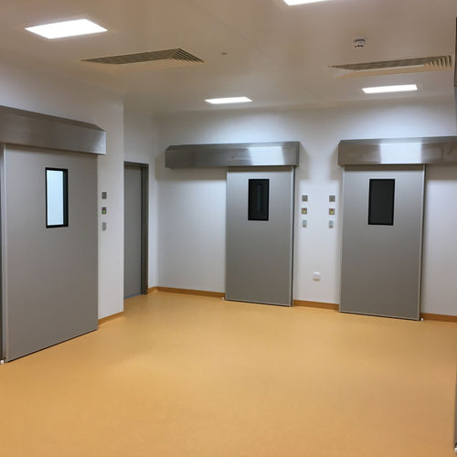 Isolationstür - Dortek - für Krankenhaus / Schiebe / Edelstahl