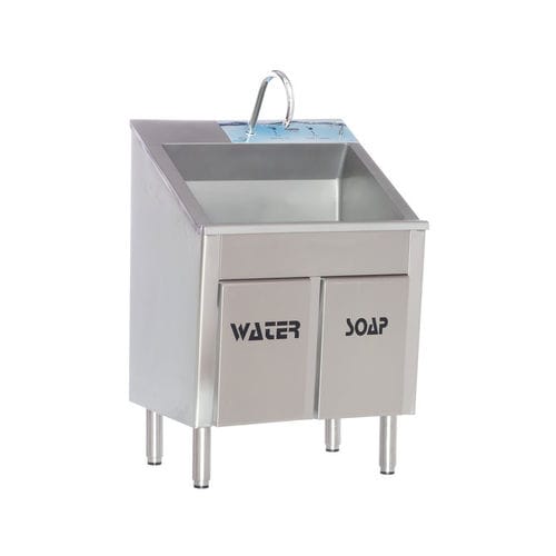Waschbecken für OP / 1 Arbeitsplatz - MEY 1010 - MIXTA - Edelstahl / Kniebedienung / mit Seifenspender
