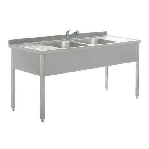Waschbecken für OP / 1 Arbeitsplatz - Instrument Washing Sink (Double-Bay) - MIXTA - Edelstahl / mit Schubladen