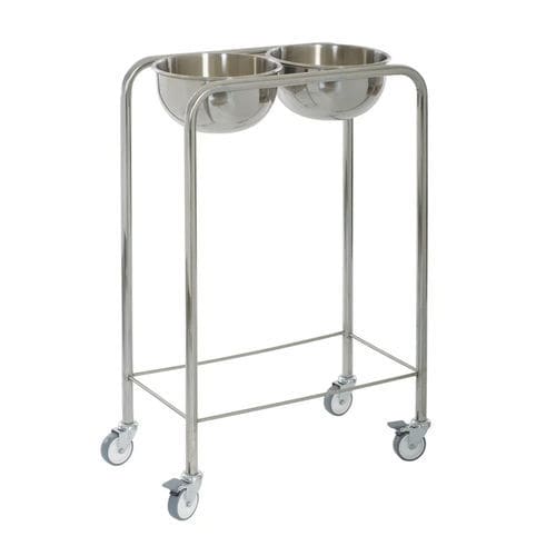 Schalenhalter mit zwei Schalen - MSK 7001 - MIXTA - zur Montage auf Rollwagen / Edelstahl