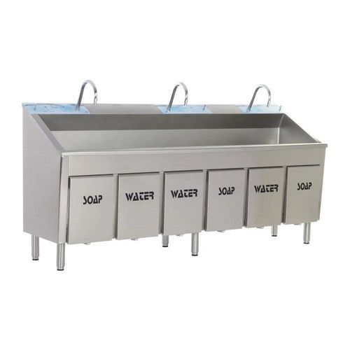 Waschbecken für OP / 3 Arbeitsplätze - MEY 1030 - MIXTA - Edelstahl / Kniebedienung / mit Seifenspender