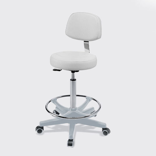 Höhenverstellbarer Hocker - 021/S - Lemi MD - pneumatisch / mit Fußstütze / auf Rollen