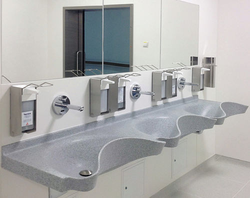 Waschbecken für OP / 3 Arbeitsplätze - Vitec Cleanroom Technologies - aus Acrylharz / elektronische Steuerung
