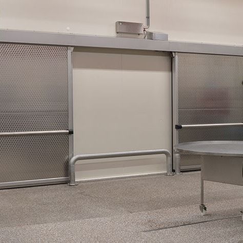 Tür mit Abschirmung - Polaris Freezer - Metaflex Doors Europe - für Laborkühlraum / Schiebe / Edelstahl