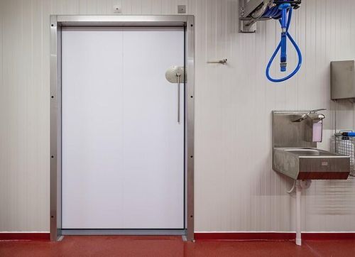 Tür für Gesundheitseinrichtungen - MAK Chiller - Metaflex Doors Europe - Schiebe / Edelstahl / automatisch