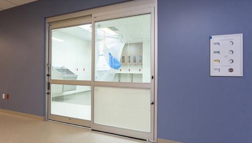 Tür für Krankenhaus - Dura-Care 7000TL - Stanley Access Technologies - Schiebe / Glas