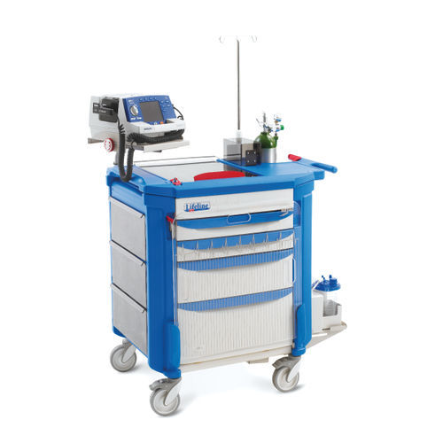 Notfallwagen - LifeLine® - Sclessin Productions - für Defibrillator / mit Auffangwanne / mit Infusionsständer