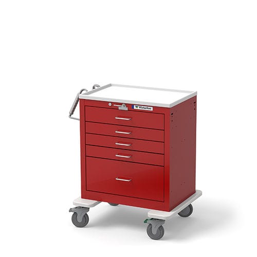 Notfallwagen - USRLU-33339-RED - Waterloo Healthcare - mit Herzmassageplatte / 5 Schubladen