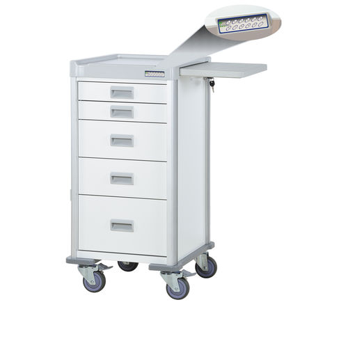 Vielzweckwagen - QT41WE33669-WHI - Logiquip - Aluminium / 5 Schubladen / mit elektronischer Verriegelung