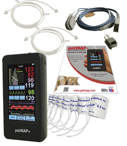 Multiparameter-Monitor / Handgerät - petMAP+ - Ramsey Medical - SpO2 / NIBP / für Veterinärmedizin