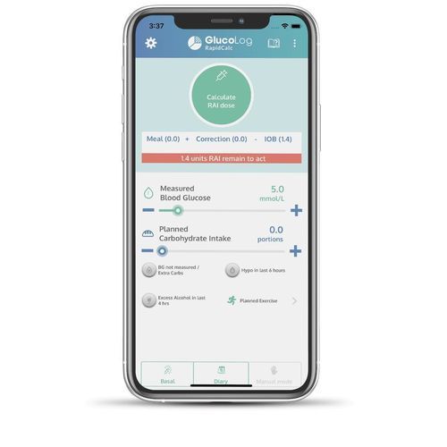 Medizinische mobile Applikation - GlucoLog RapidCalc - Menarini Diagnostics - für häusliche Krankenpflege / Datenverwaltung / Aufzeichnung