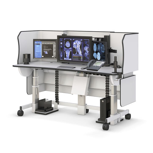 Medizinischer Computer-Arbeitsplatz - WS8434_B_W/O_EC  - AFC Industries - für Radiologie / höhenverstellbar / auf Rollen
