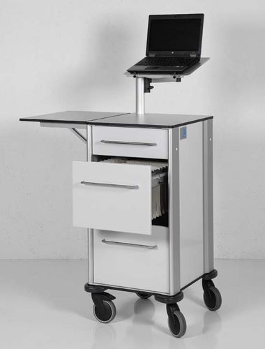 Wagen für Patientenakten - ZARGES - für Transport / mit Schublade / mit Tragefläche für Laptop