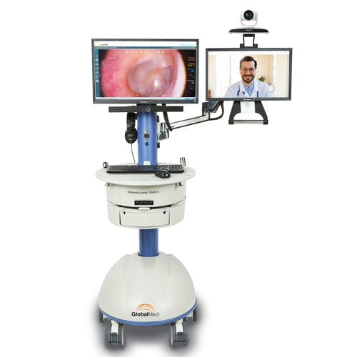 Akku-Telemedizinwagen - ClinicalAccess® - GlobalMed - höhenverstellbar / mit Schublade / gesichert