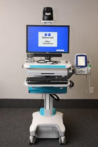 Telemedizinwagen mit EKG - eDoc® - ICUcare - höhenverstellbarer / mit Stethoskop