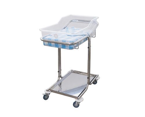 Wiege für Krankenhäuser / mit fester Höhe - 10.MC.7101 - JMS Adico Care - auf Rollen / mit Stauraum / Edelstahl