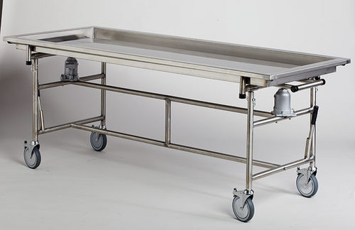 Edelstahl-Einbalsamierungstisch - BRUTE MAGNUM® - Premier Funeral Supply - auf Rollen / hydraulisch