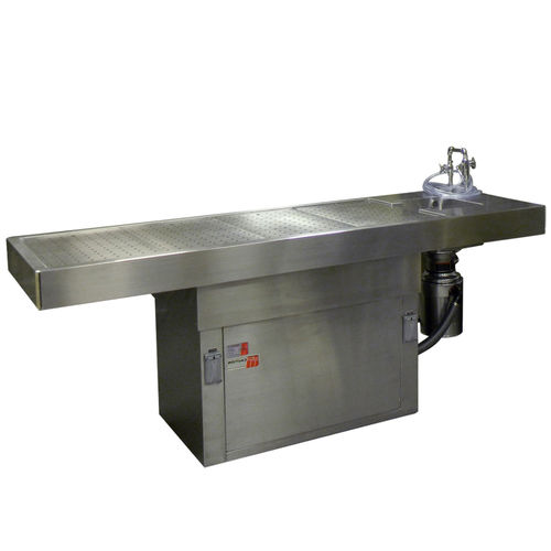 Tisch für Autopsie - 1036-41 A - Mortech Manufacturing - rechteckig / mit Waschbecken / Edelstahl