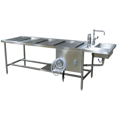 Tisch für Autopsie - 1036-24 - Mortech Manufacturing - rechteckig / mit Waschbecken / Edelstahl