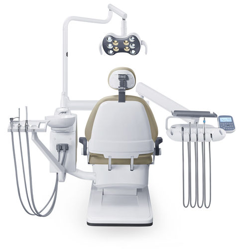 Dentaleinheit mit elektrisch bedientem Stuhl - GD-S350 - Foshan Gladent Medical Instrument Co.,Ltd - mit flexiblem Kopfstück / mit Monitor / mit Hygienesystem