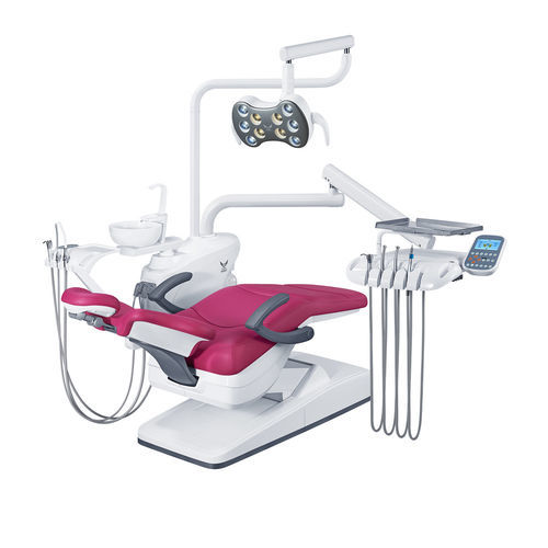 Dentaleinheit mit hydraulischem Stuhl - Foshan Gladent Medical Instrument Co.,Ltd - mit flexiblem Kopfstück / mit Licht