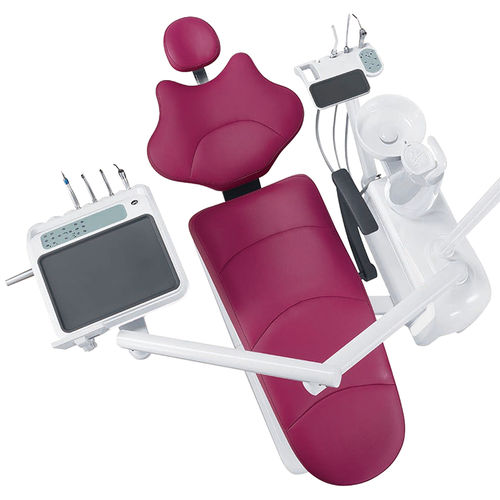 Dentaleinheit mit elektrisch bedientem Stuhl - Foshan Gladent Medical Instrument Co.,Ltd - mit flexiblem Kopfstück / mit Instrumententräger