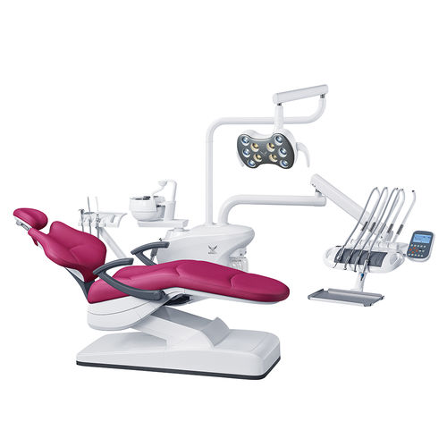 Dentaleinheit mit hydraulischem Stuhl - Foshan Gladent Medical Instrument Co.,Ltd - mit Instrumententräger / mit Licht