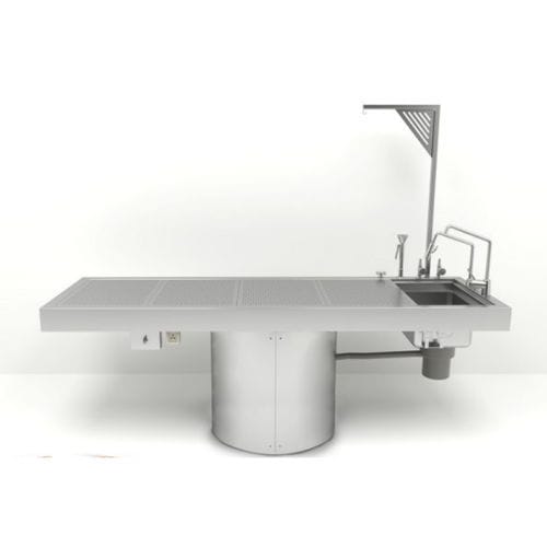 Tisch für Autopsie - ATPTABLE-F - Hiplaas - drehbar / Edelstahl / mit Waschbecken