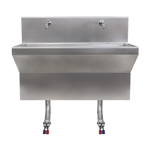 Waschbecken für OP / 2 Stationen - 6SS72 - Hiplaas - Edelstahl / pedalbetrieben