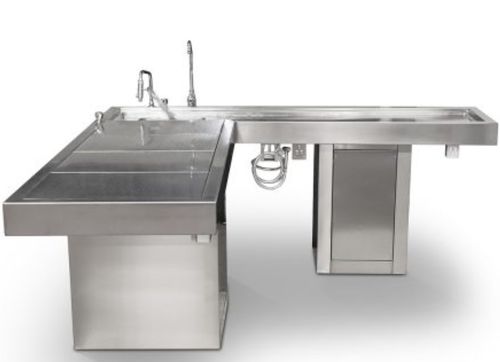 Rechtsmedizin-Autopsietisch - 6ATP21010 - Hiplaas - stationär / L-förmig / belüftet