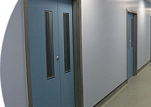 Tür für Reinraum - GRP - ClearSphere - einflügelig / Glas / mit Nylonbeschichtung