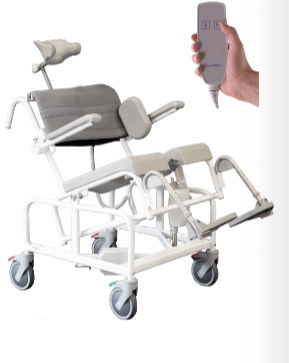 Duschstuhl mit Armlehnen - WIDE EL-TIP - HMN - auf Rollen / mit Fußstütze / Toilette