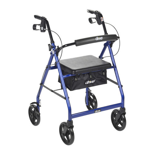 Rollator mit 4 Rädern - R728BL - Drive DeVilbiss USA - Aluminiumrahmen / mit Sitz / höhenverstellbar
