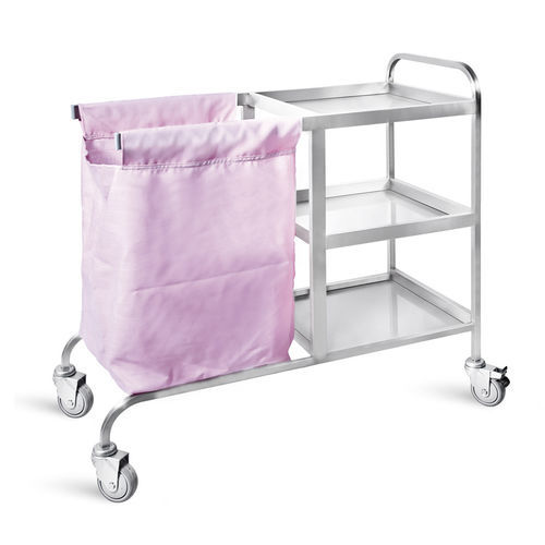 Sackhalterwagen für saubere Wäsche - D-58 - DEMERTZI M & Co - medizinisch / mit 3 Regalbrettern / 1 Sack