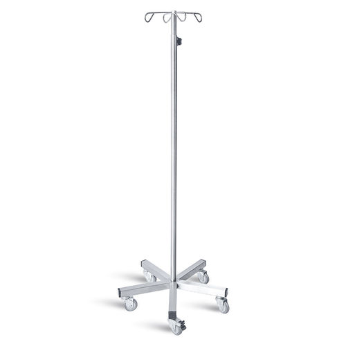 Infusionsständer auf Rollen - D-68 - DEMERTZI M & Co - 4 Haken / Edelstahl / höhenverstellbar
