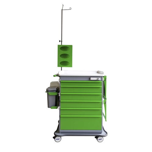 Pflegewagen - MATTTEO - mit Schublade / mit Infusionsständer / mit seitlichen Kippbehältern