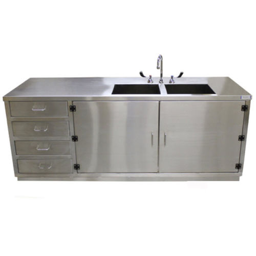 Laborarbeitsfläche - GAT -LAB-CAB-308034.5-2-SS-ST - G2 Automated Technologies , LLC. - Sterilisation / mit Schublade / mit Waschbecken