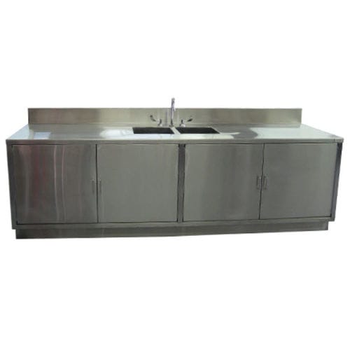 Arbeitsfläche für Apotheken - GAT -LAB-CAB-3410834-2-SS-ST - G2 Automated Technologies , LLC. - mit Waschbecken / mit Tür / Edelstahl
