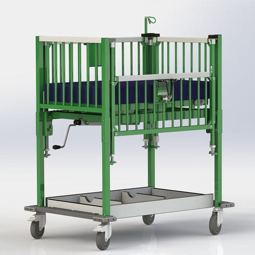 Wiege für Krankenhäuser / für Neugeborene - CRIBETTE - HARD Manufacturing CO., INC - auf Rollen / höhenverstellbar / Edelstahl