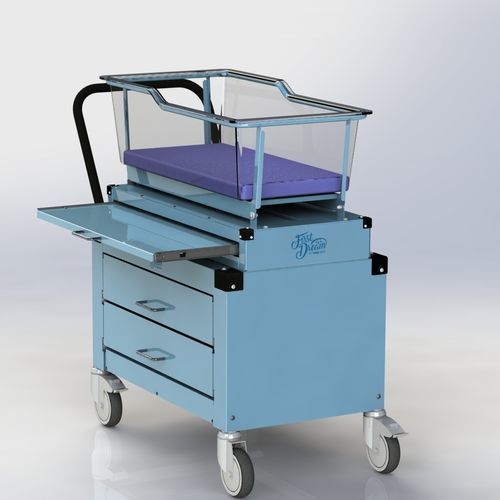 Wiege für Krankenhäuser / mit fester Höhe - FIRST DREAM - HARD Manufacturing CO., INC - auf Rollen / mit Stauraum / transparent