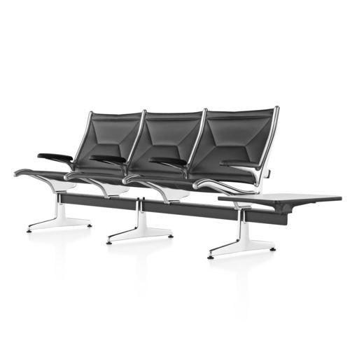 Traversenbank für Wartezimmer - Eames&reg; Tandem Sling - Herman Miller - für Erwachsene / mit Tisch / 3 Plätze