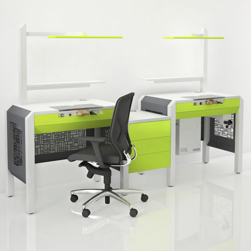 Arbeitsplatz für Dentallabors / mit Licht - COMP.12 - CATO - mit Schubladen / doppelt
