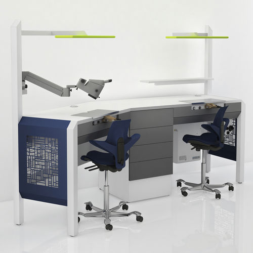 Arbeitsplatz für Dentallabors / mit Licht - COMP.13 - CATO - mit Schubladen / doppelt