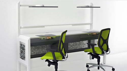 Arbeitsplatz für Dentallabors / mit Licht - COMP.8  - CATO - mit Schubladen / doppelt