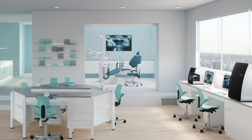 Arbeitsplatz für Dentallabors / Ausbildung - PROGETTO 2 - CATO - mit Regal / mit Licht / mit Monitor