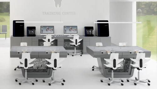Arbeitsplatz für Dentallabors / Ausbildung - PROGETTO 3 - CATO - mit Regal / mit Licht / mit Monitor