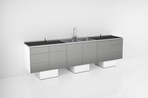 Arbeitsplatz für Dentallabors / mit Waschbecken - COMBY - CATO - mit Regal / mit Schubladen